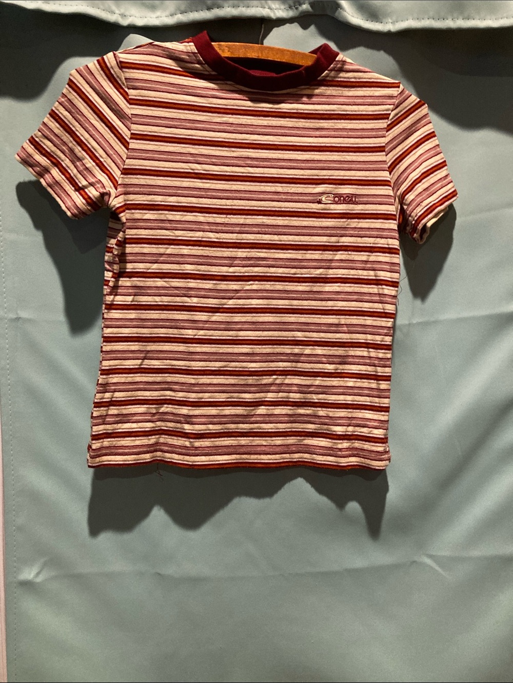 O'Neill Women’s Short-Sleeve Striped Tee in Red and Cream
